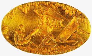 Женский перстень-печатка. 15 век до н. э. Золото; резьба. Национальный музей, Афины
