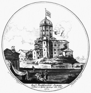 Н. А. Львов. Вид выборгского замка. Гравюра лависом. 1783