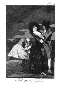 Ф. Гойя. Один другого стоит (Каприччос). 1797—1799. офорт. акватинта, сухая игла