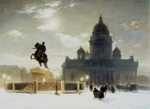 «Вид памятника Петру I на Сенатской площади в Санкт-Петербурге»