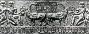 Водопой. Цилиндрическая печать из Аккада. Середина 23 в. до н. э. Собр. де Клерк (Франция).