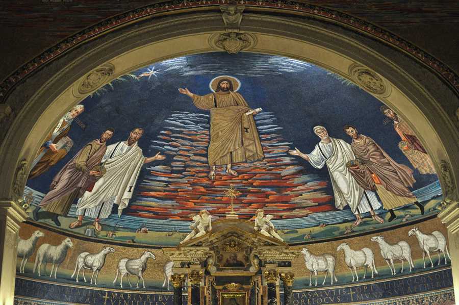 Мозаика «Вознесение Христа» в апсиде церкви Козьмы и Дамиана в Риме