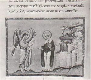  Благовещение. Миниатюра Кодекса Эгберта, ок. 985 г. Трир, Городская библиотека