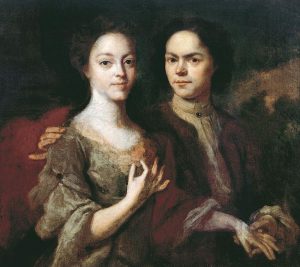 А. Матвеев. «Автопортрет с женой» (1729)