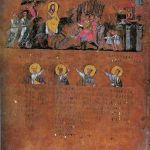 De intocht van Christus in Jeruzalem, een miniatuur van eind 6de eeuw na Christus