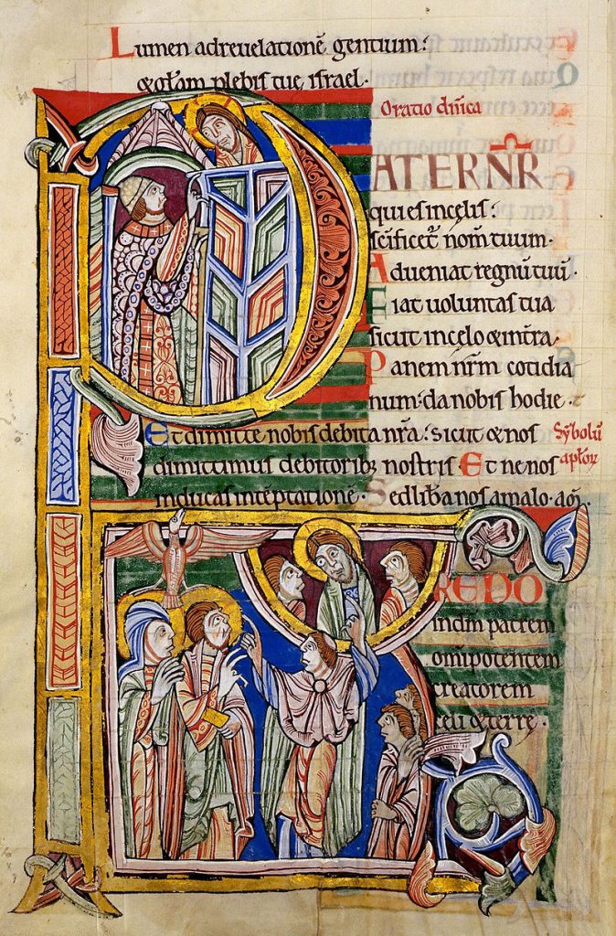 Initial at the start of the Our Father