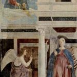 Пьеро делла Франческа Цикл фресок на сюжет легенды о Животворящем кресте в хорах церкви Сан Франческо в Ареццо (фрагмент). Благовещение 1452-1466 Фреска Ареццо. Сан Франческо