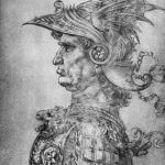 Леонардо да Винчи Воин в античном доспехе, в профиль Около 1478 282 х 200 мм Серебряный штифт на желтовато-белой бумаге Лондон. Британский музей, Отдел гравюры и рисунка