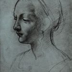 Леонардо да Винчи Голова молодой женщины Около 1486 145 х 197 мм Серебряный штифт на грунтованной синим тоном бумаге Виндзорский замок. Королевская библиотека