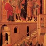 Дуччо ди Буонинсенья. Маэста. Христос перед Кайафой и Отречение Святого Петра. 1308-1311