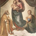 Рафаэль Санти. Сикстинская Мадонна. Мадонна с младенцем, папа Сикст II и св. Барбара. 1513-1514