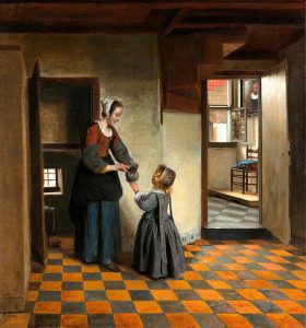 Женщина с ребенком у кладовки (1658)