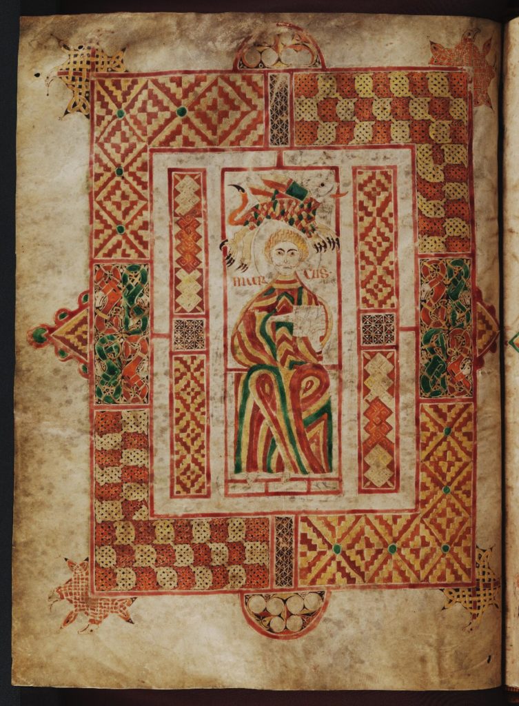 Св. Марк. Евангелие Мак-Регола. Лист 51v. Ок. 800 г. Оксфорд, Бодлианская библиотека, MS Auct. D. 2. 19 (S. C. 3946)