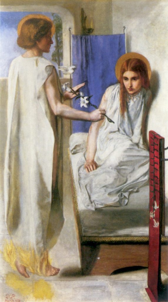 Данте Габриэль Россетти Благовещение. 1850 Ecce Ancilla Domini холст, масло. 73 × 41,9 см см галерея Тейт, Лондон