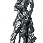 Ратапуаль. Бронза. 1850. В 1850 году он вылепил из глины знаменитую статуэтку Ратапуаля, воплотив в этом образе авантюристические черты, свойственные клике Луи Бонапарта. Изворотливая угодливость и крикливое фанфаронство выражены в фигуре парижского громилы.