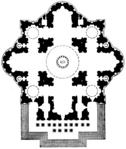 Микеланджело. Проект собора св. Петра в Риме. 1546 г. План.