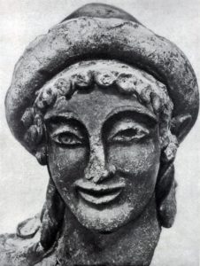  Голова Гермеса из Вей. Глина. Около 500 г. до н. э. Рим. Вилла папы Юлия.