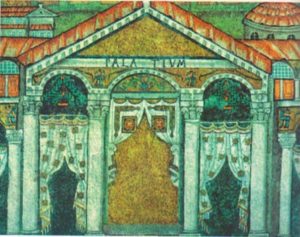 Дворец Теодориха. Фрагмент мозаики в церкви Сант Аполлинаре Нуово в Равенне, VI в