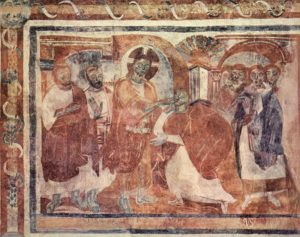Исцеление немого. Фреска церкви Св. Иоанна в Мюстайре, IX в.