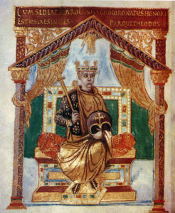 Карл Лысый. Миниатюра из «Псалтыри Карла Лысого» (842—869 годы)