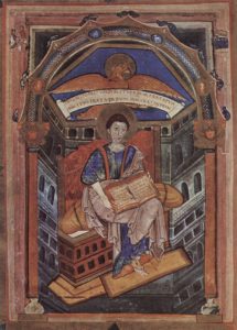 Портрет Иоанна Евангелиста из Евангелия или Св. Медард де Суассон.