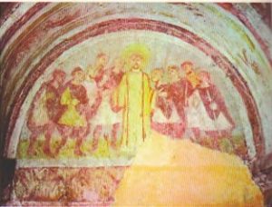 Св. Стефан среди врагов. Фреска церкви Сен-Жермен в Оксерре, IX в