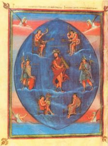 Танцующий Давид. Миниатюра Библии Вивиана. 845- 846. Париж, Национальная библиотека