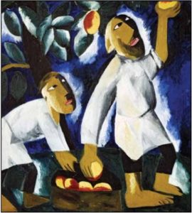 Н. С. Гончарова. Крестьяне, собирающие яблоки. 1911