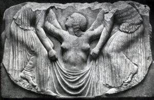 Трон Людовизи. Рождение Афродиты. Мрамор. Около 470 г. до н. э. Рим. Музей Терм