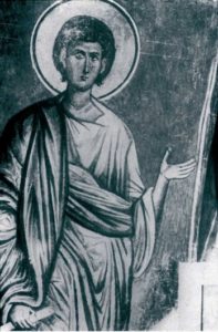 Пророк Авдий. Фреска церкви Архангела Михаила в Сковородском монастыре, близ Новгорода. Около 1400 г.