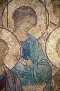 Андрей Рублев. Ангел из «Страшного Суда». Фреска Успенского собора во Владимире. 1408 г.