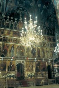 Иконостас Троицкиого собора Троице-Сергиева монастыря. Около 1425-1427 гг., с позднейшими доделками