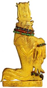 Амулет из гробницы Тутанхамона. Ок. 1334 - 1328 до н. э. Позолоченное дерево, сердолик, полевой шпат